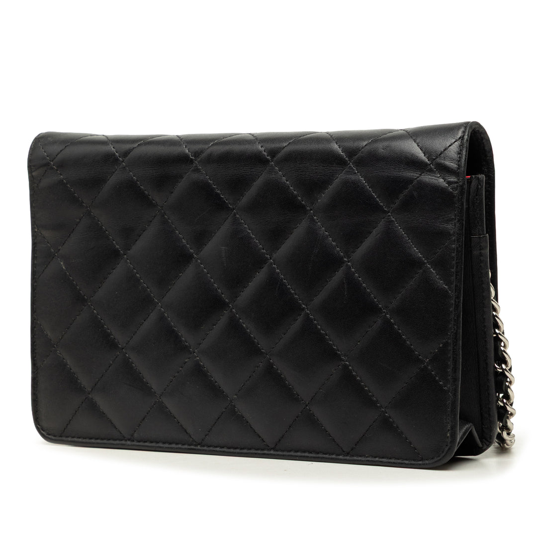 Matelassé Cambon Ligne Wallet on Chain Cuir d'agneau Noir