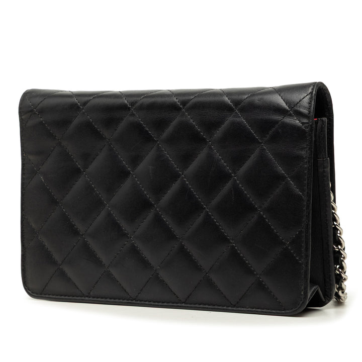 Matelassé Cambon Ligne Wallet on Chain Cuir d'agneau Noir