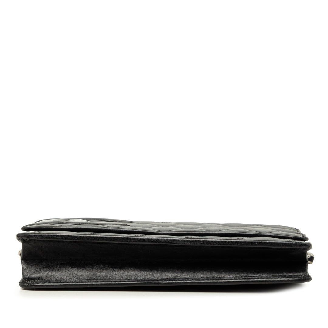 Matelassé Cambon Ligne Wallet on Chain Cuir d'agneau Noir