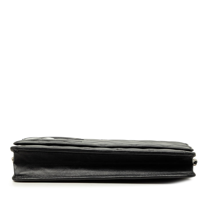Matelassé Cambon Ligne Wallet on Chain Cuir d'agneau Noir