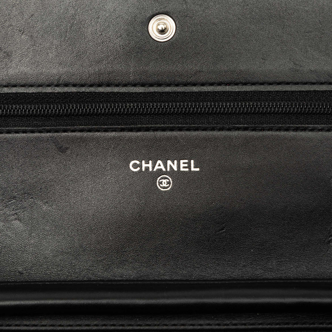 Matelassé Cambon Ligne Wallet on Chain Cuir d'agneau Noir