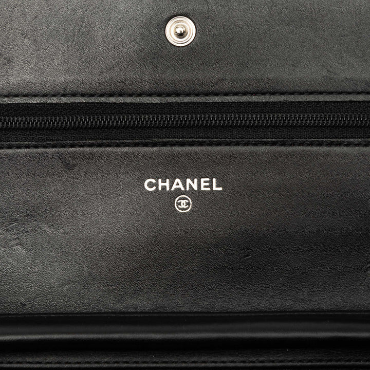 Matelassé Cambon Ligne Wallet on Chain Cuir d'agneau Noir