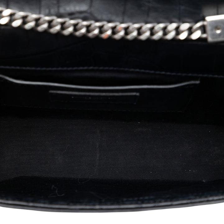 Saint Laurent Medium Croc embossé Cuir Kate Pompon Sac porté croisé