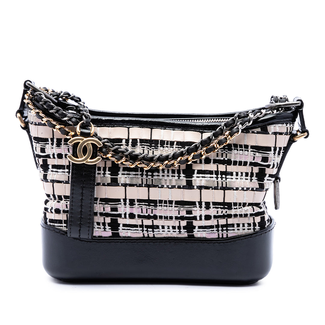Chanel Gabrielle Sac Petit Tweed Noir – vue principale – GABY PARIS
