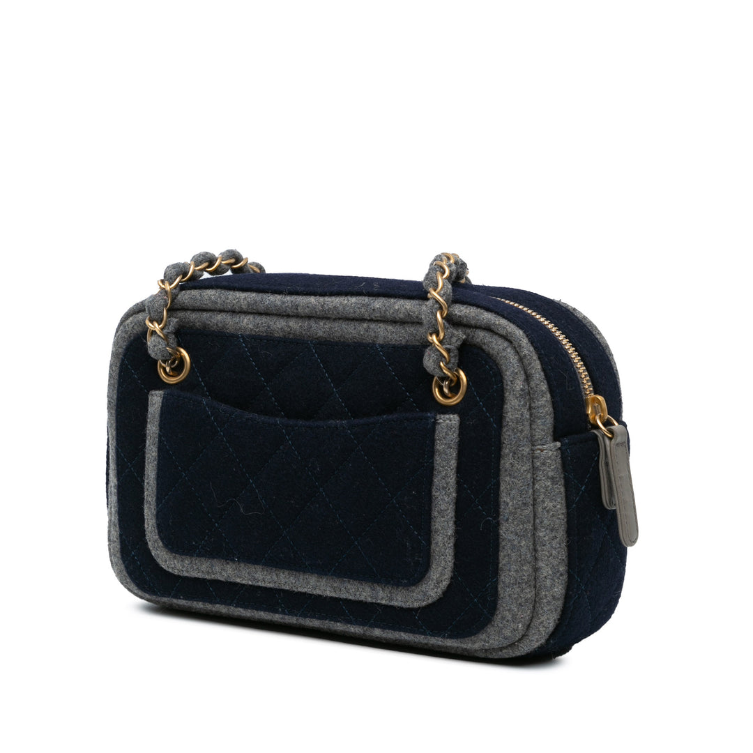 Chanel CC Wool Shoulder Bag Blue - GABY PARIS