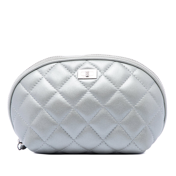 Matelassé Reissue 2.55 Trousse de maquillage Cuir d'agneau Argenté