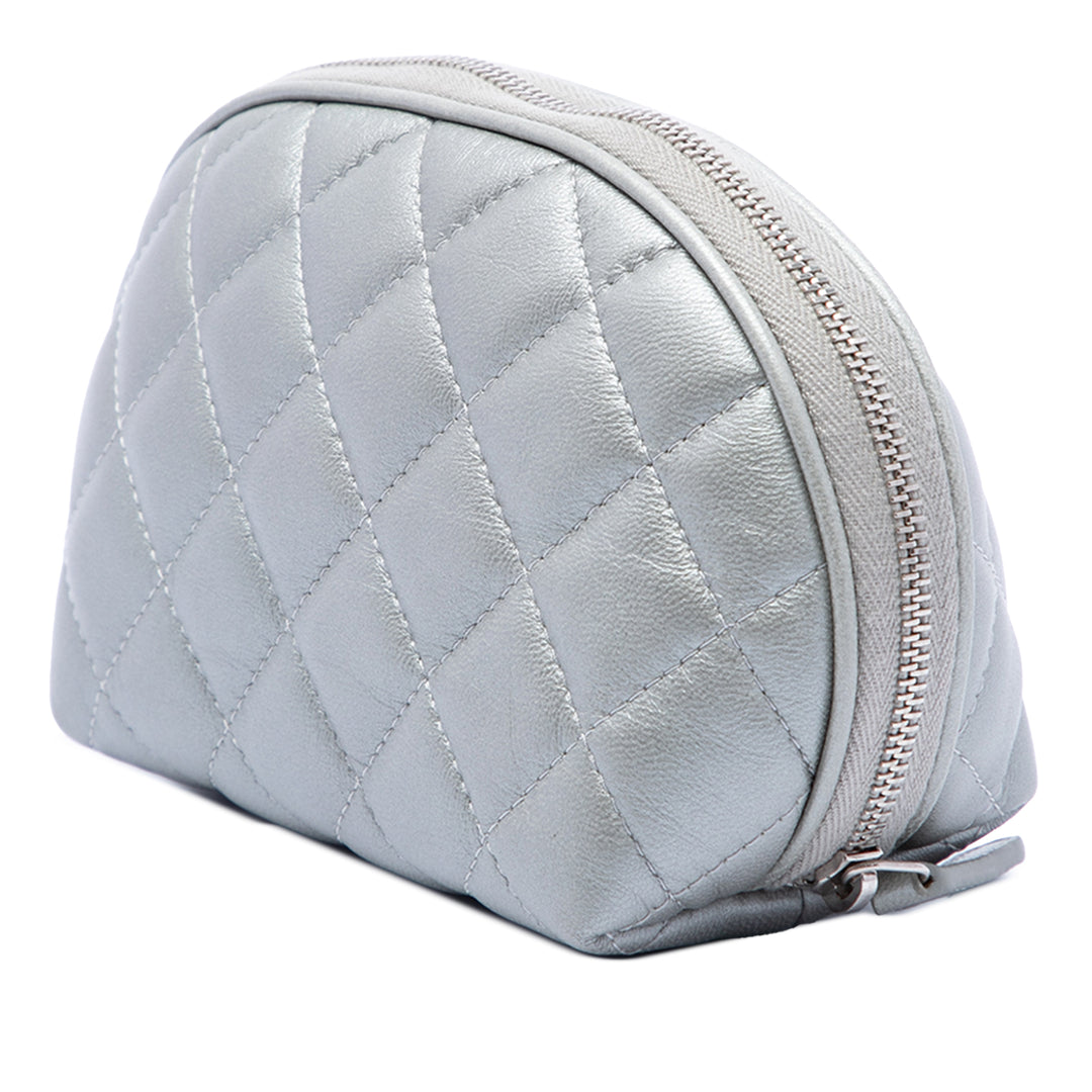 Matelassé Reissue 2.55 Trousse de maquillage Cuir d'agneau Argenté