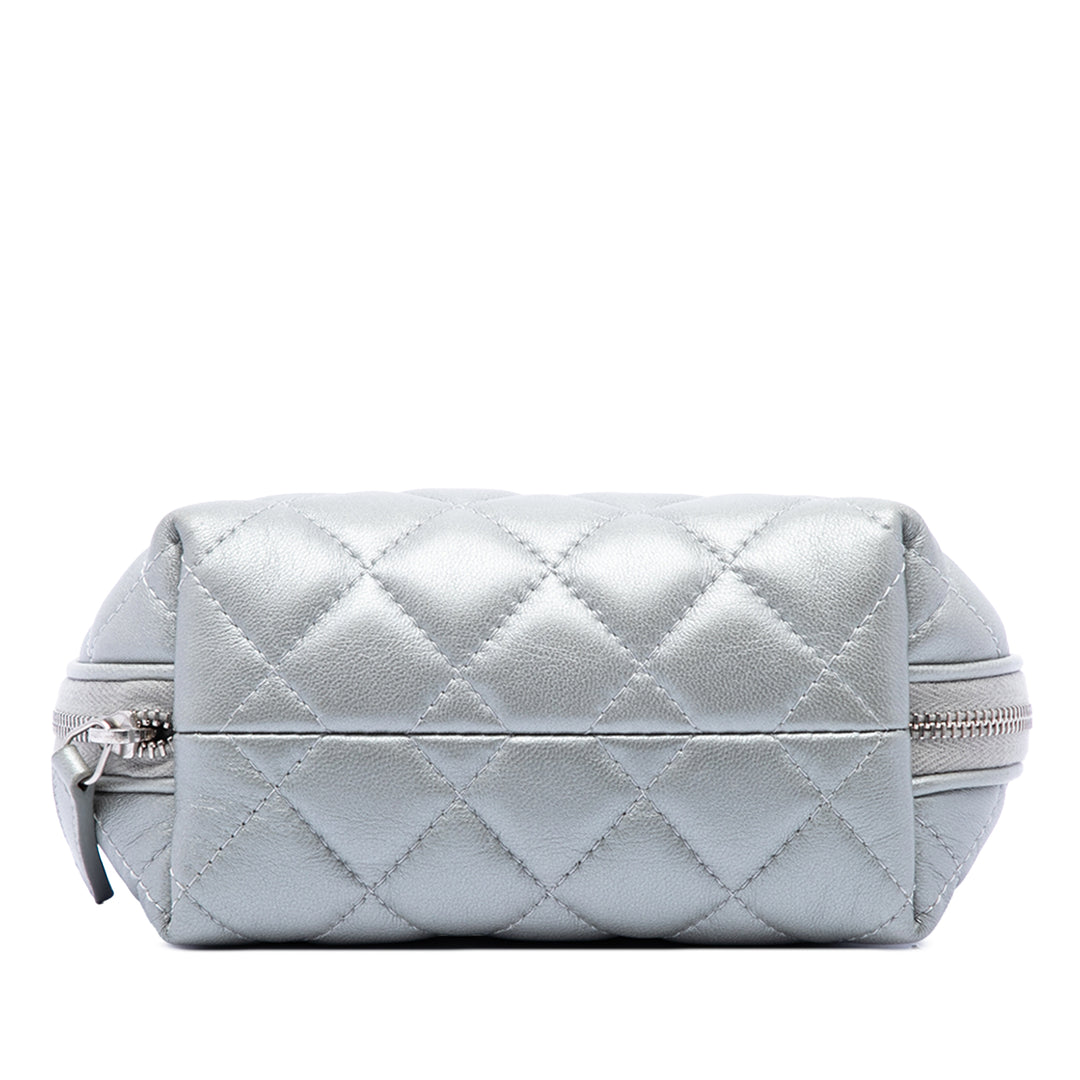 Matelassé Reissue 2.55 Trousse de maquillage Cuir d'agneau Argenté