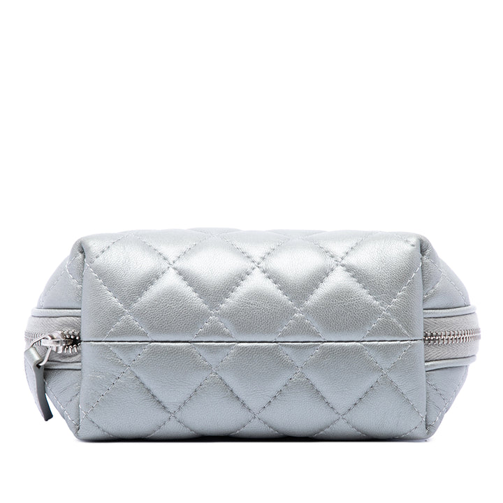 Matelassé Reissue 2.55 Trousse de maquillage Cuir d'agneau Argenté