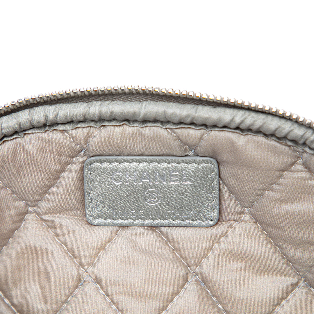 Matelassé Reissue 2.55 Trousse de maquillage Cuir d'agneau Argenté
