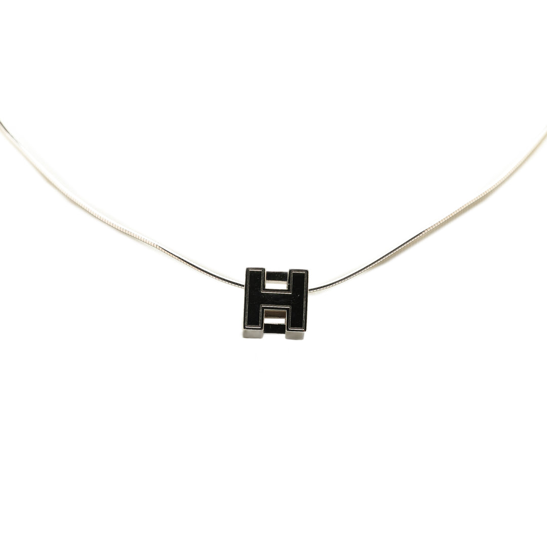 Palladium Plated Cage d'H Cube Necklace Silver - Gaby Paris