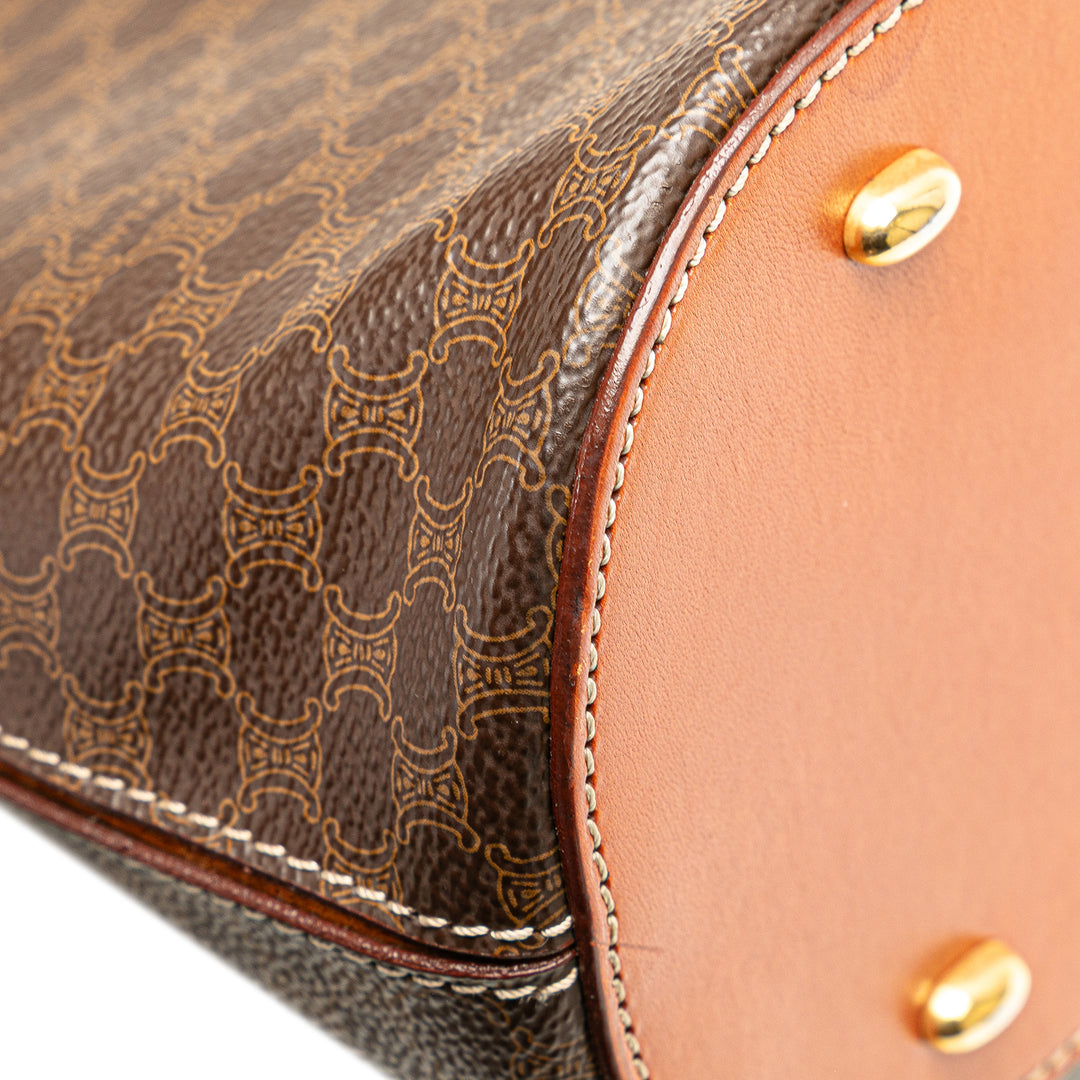 Macadam Coated Canvas Dome Satchel Brown - Gaby Paris