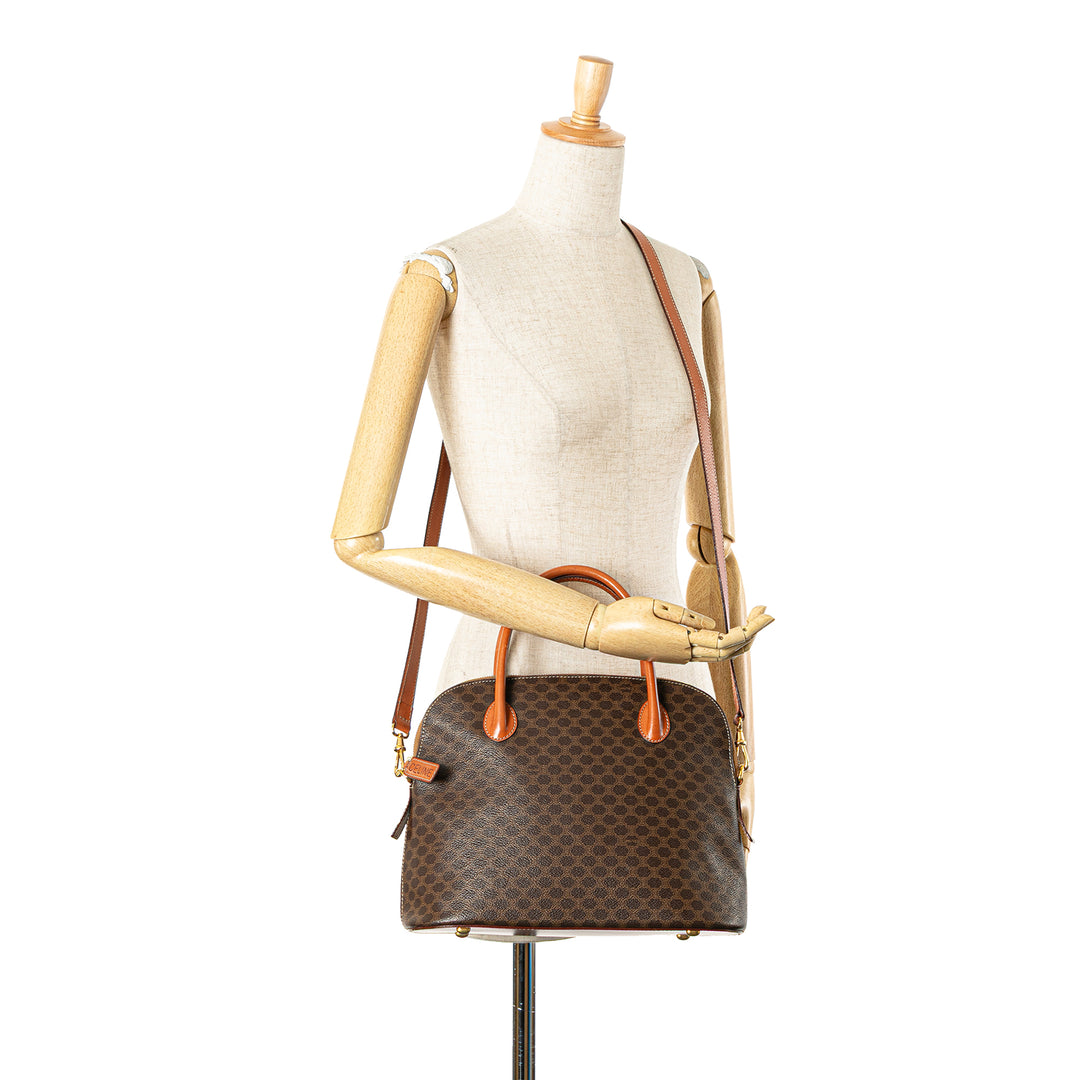 Macadam Coated Canvas Dome Satchel Brown - Gaby Paris