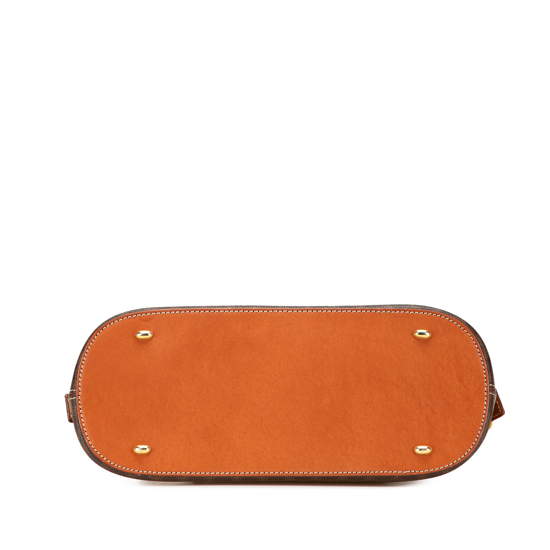 Macadam Coated Canvas Dome Satchel Brown - Gaby Paris