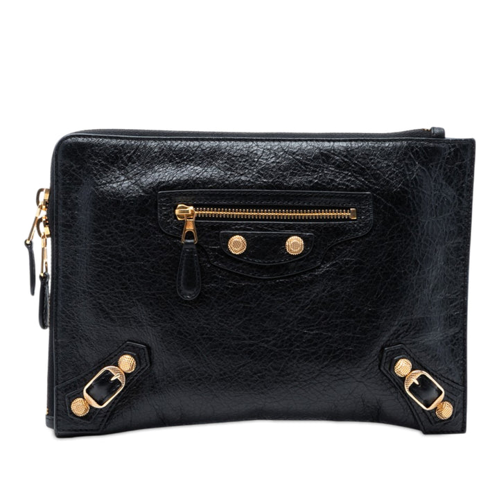 Balenciaga Cuir d’agneau Motocross Giant 12 Zip Around Flat Pochette