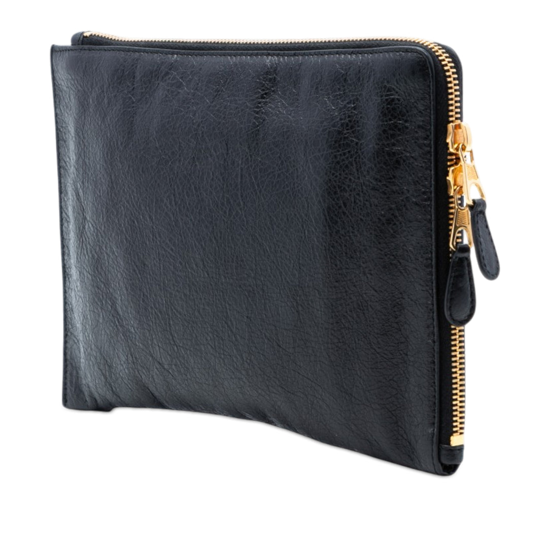 Balenciaga Cuir d’agneau Motocross Giant 12 Zip Around Flat Pochette