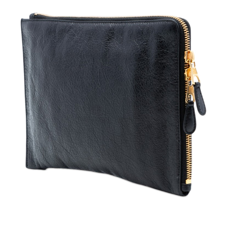 Balenciaga Cuir d’agneau Motocross Giant 12 Zip Around Flat Pochette