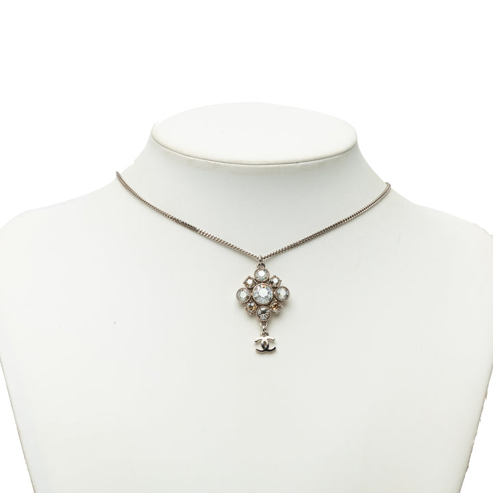 CC Brass Strass Pendant Collier Argenté