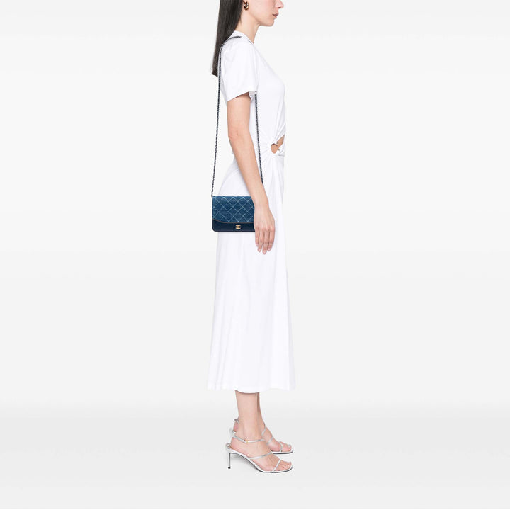 Chanel Printed Jean et Cuir de veau Gabrielle Wallet on Chain