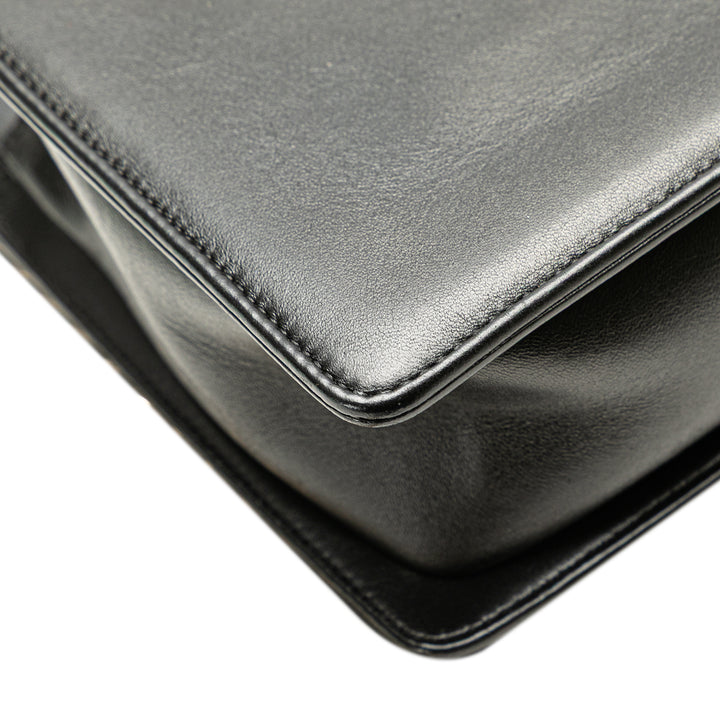 Medium Chevron Lambskin Boy Flap Black - Gaby Paris