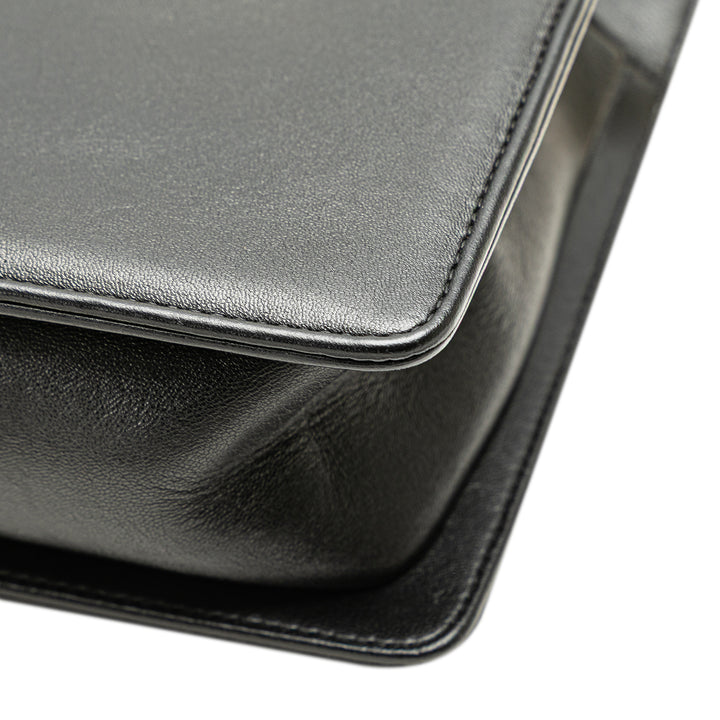Medium Chevron Lambskin Boy Flap Black - Gaby Paris