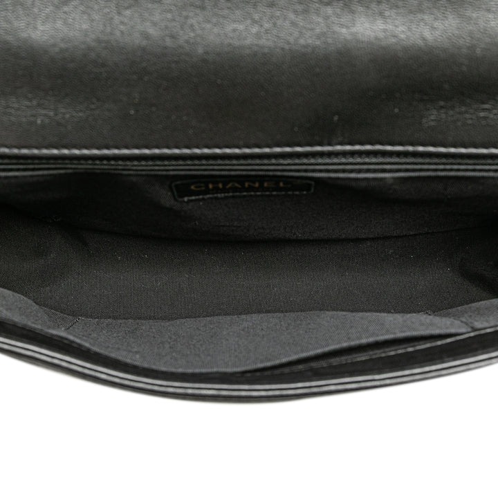 Medium Chevron Lambskin Boy Flap Black - Gaby Paris