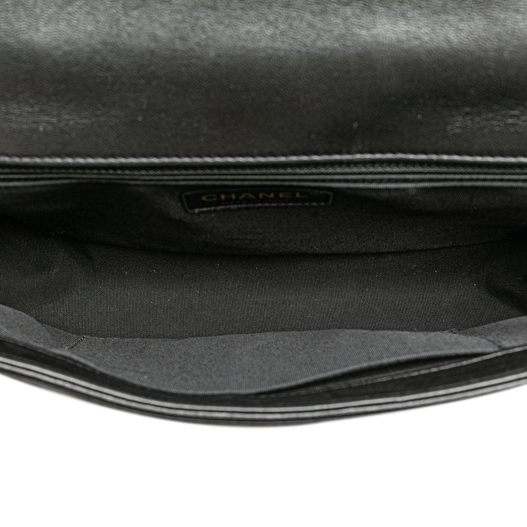 Medium Chevron Lambskin Boy Flap Black - Gaby Paris