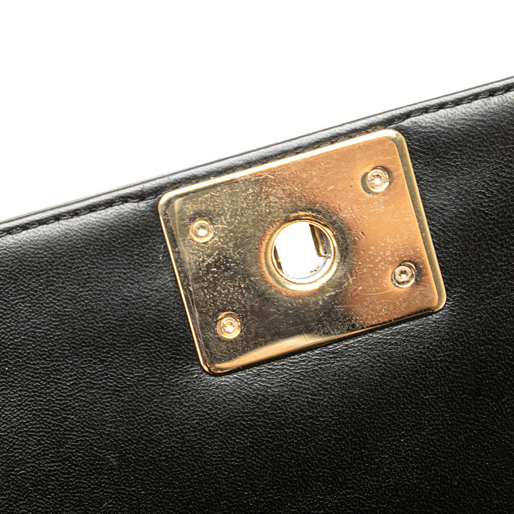 Medium Chevron Lambskin Boy Flap Black - Gaby Paris