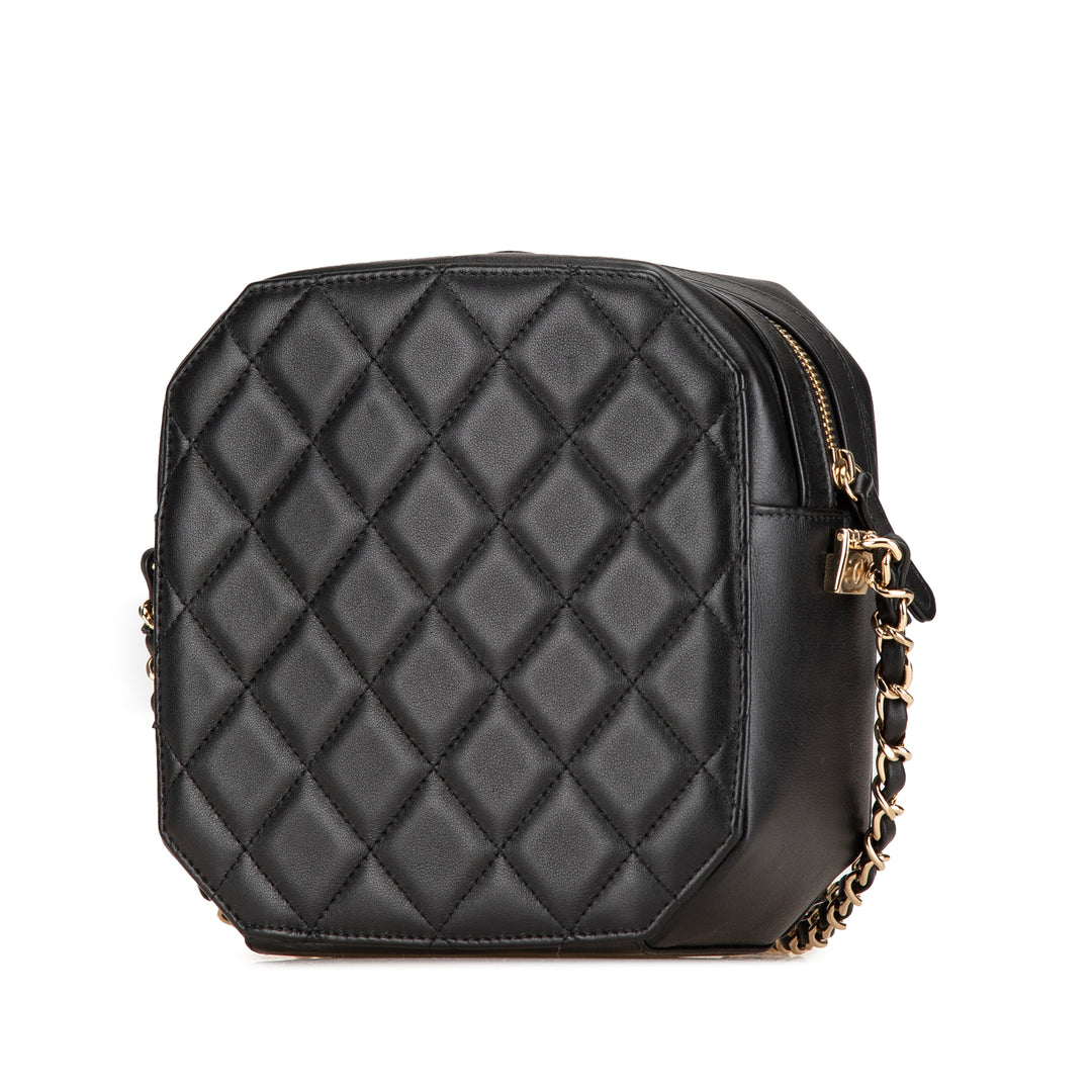 Chanel CC Matelassé Octagon Camera Étui Cuir d'agneau