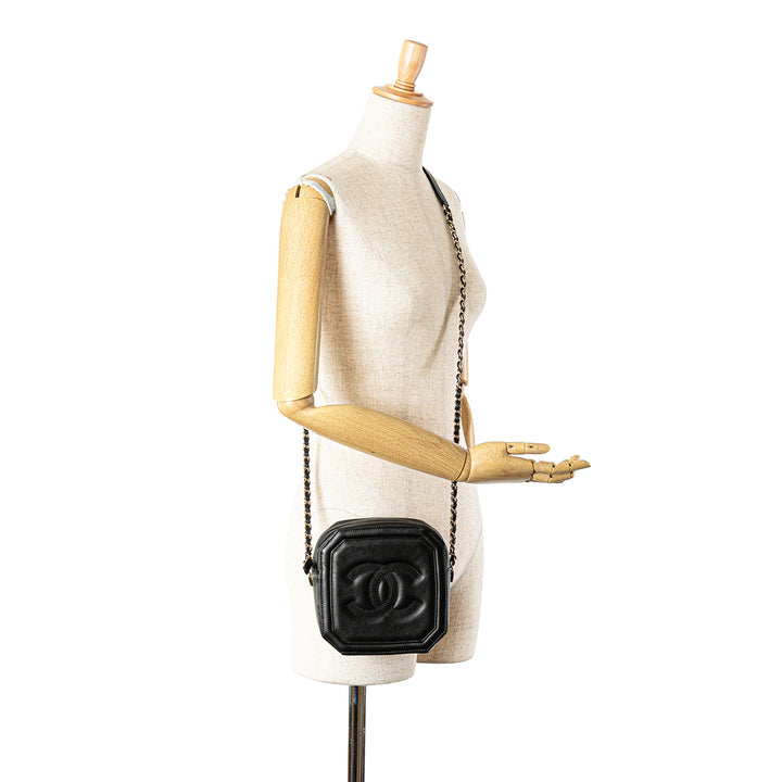 Chanel CC Matelassé Octagon Camera Étui Cuir d'agneau