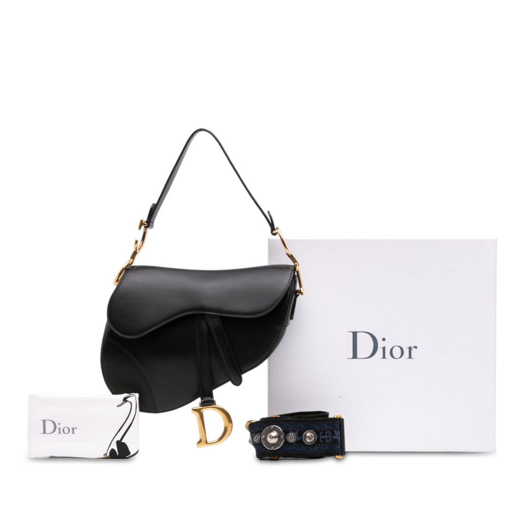 Saddle Sac Cuir de veau lisse Noir