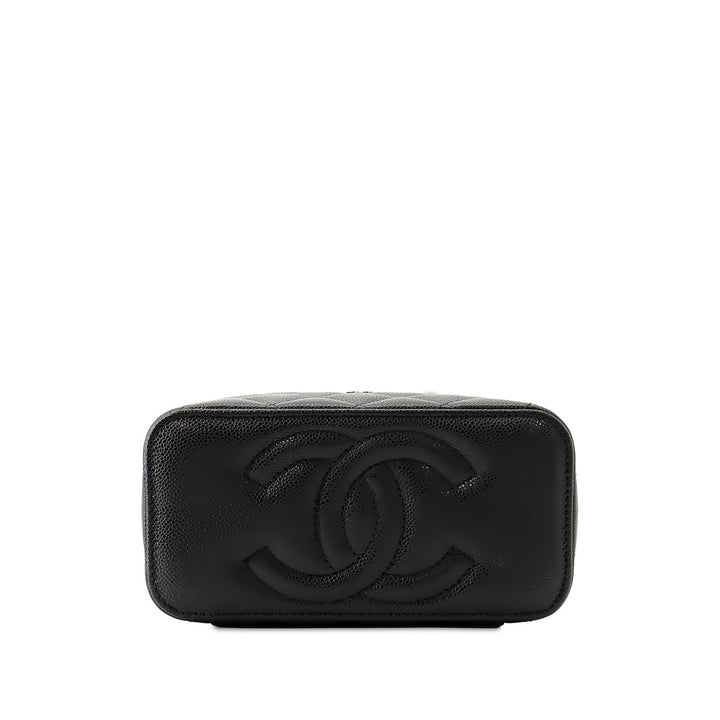 Chanel Matelassé Vanity avec chaîne Petit Cuir caviar Noir – vue 3 – GABY PARIS