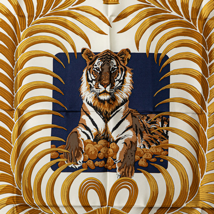 Tigre Royal Silk Scarf White - Gaby Paris