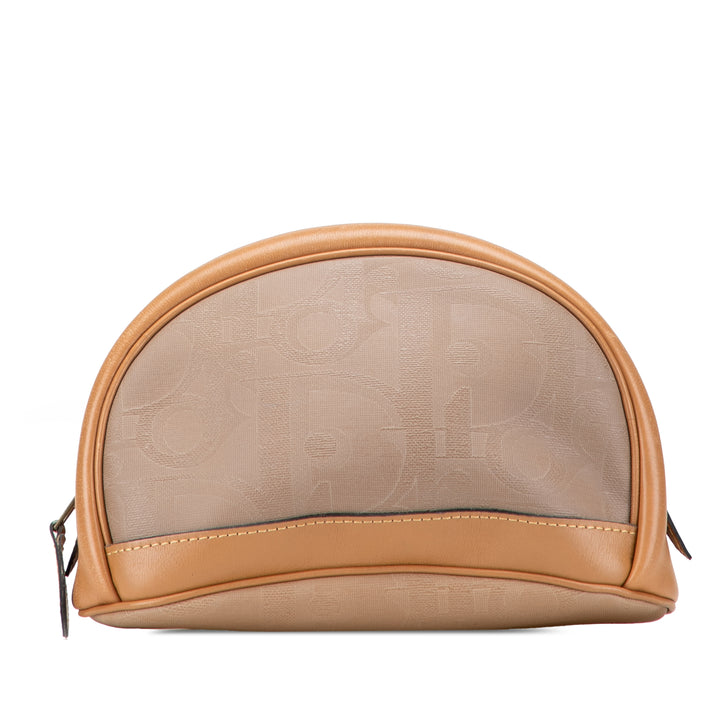 Dior Coated Toile and Cuir Cosmetic Pochette Marron