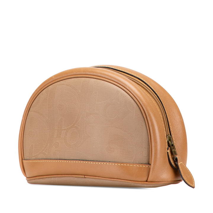 Dior Coated Toile and Cuir Cosmetic Pochette Marron