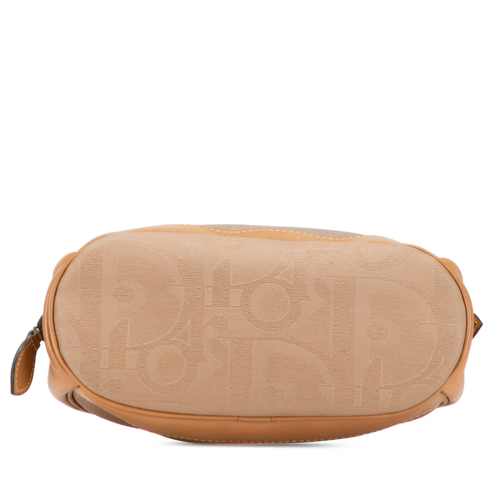 Dior Coated Toile and Cuir Cosmetic Pochette Marron