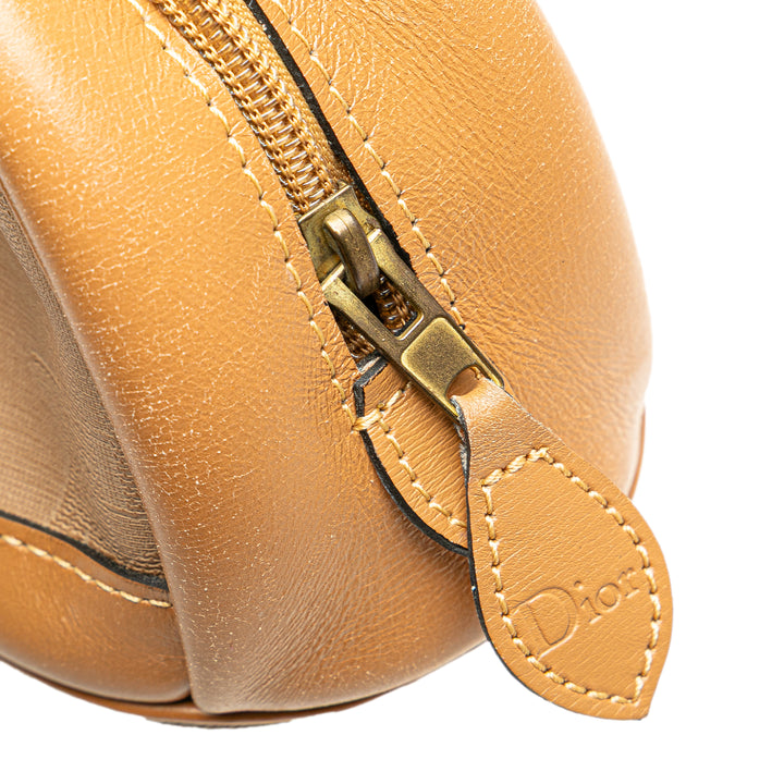 Dior Coated Toile and Cuir Cosmetic Pochette Marron