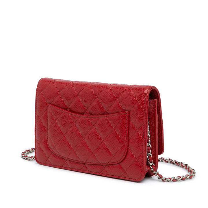 Classic Caviar Wallet on Chain Red - Gaby Paris