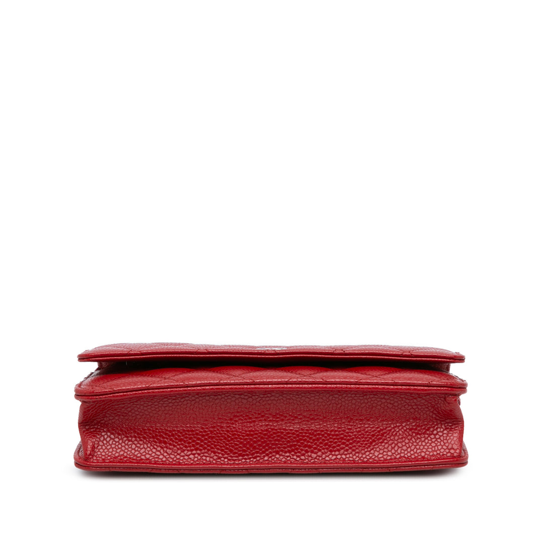 Classic Caviar Wallet on Chain Red - Gaby Paris