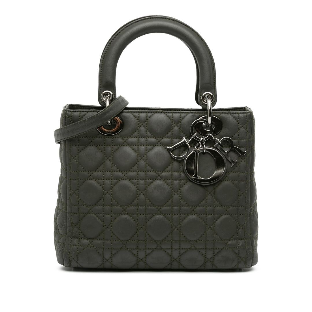 Dior Lady Dior Cannage Moyen Cuir d'agneau Marron – vue principale – GABY PARIS