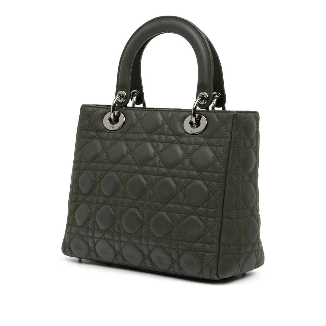 Dior Lady Dior Cannage Moyen Cuir d'agneau Marron – vue 2 – GABY PARIS