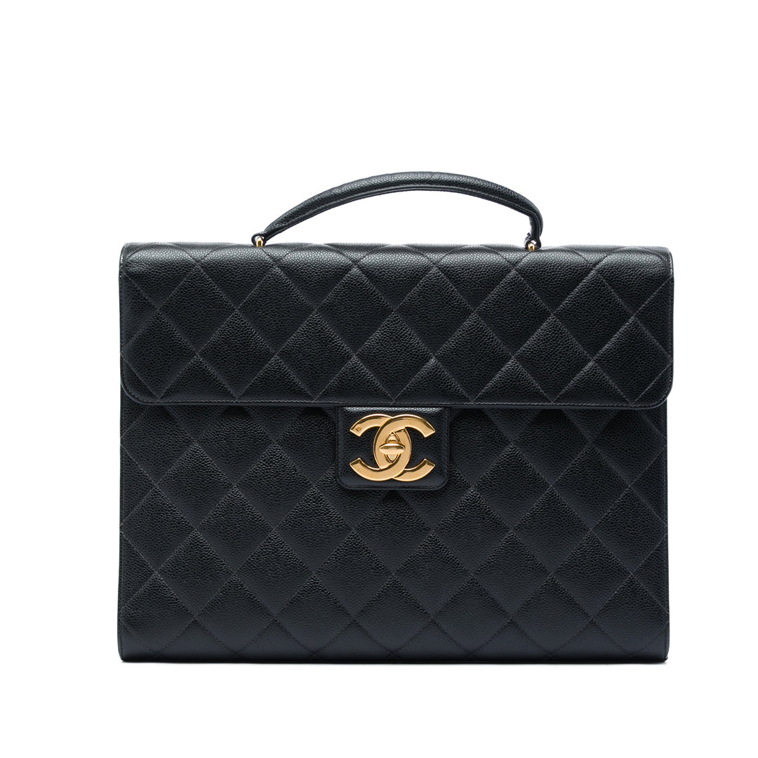 CC Matelassé Porte-documents Cuir caviar Noir