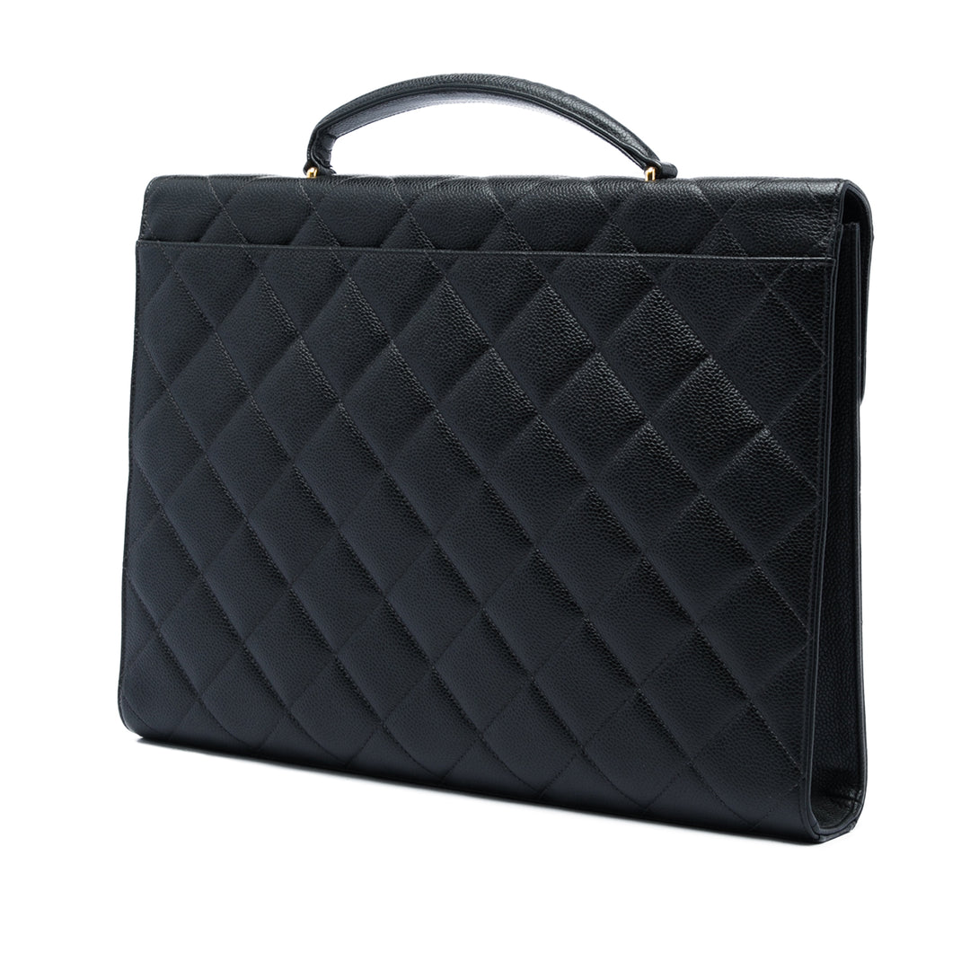 CC Matelassé Porte-documents Cuir caviar Noir