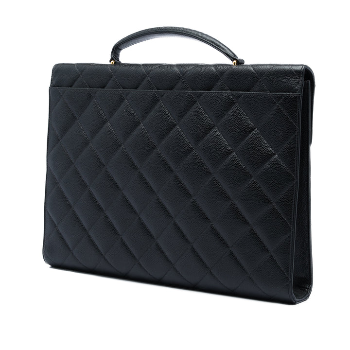 CC Matelassé Porte-documents Cuir caviar Noir