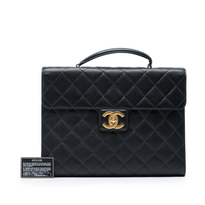 CC Matelassé Porte-documents Cuir caviar Noir