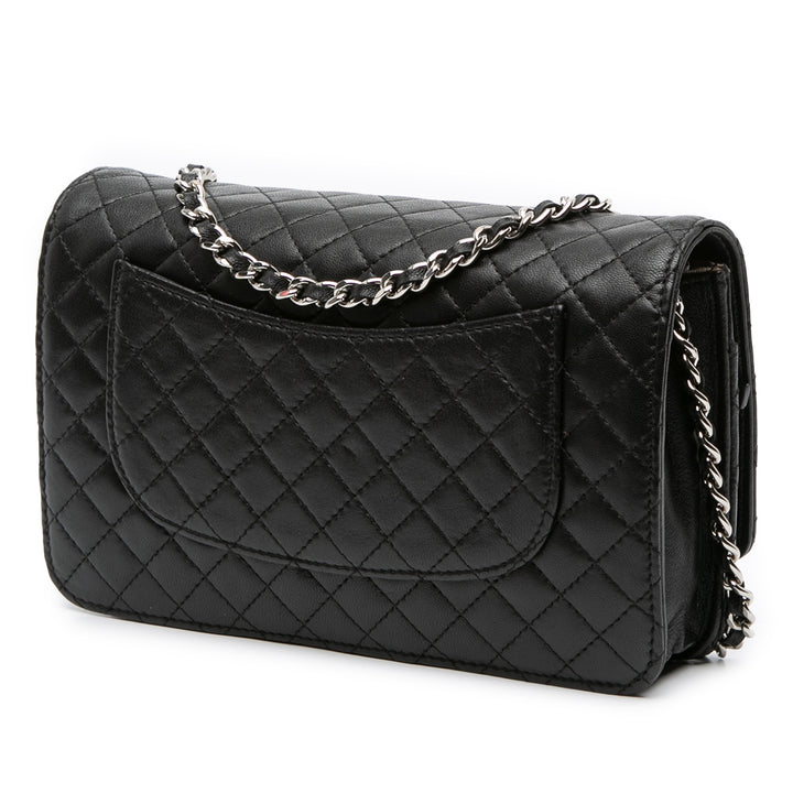 Microquilted Lambskin Wallet On Chain Black - Gaby Paris
