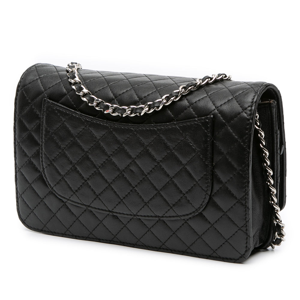 Microquilted Lambskin Wallet On Chain Black - Gaby Paris