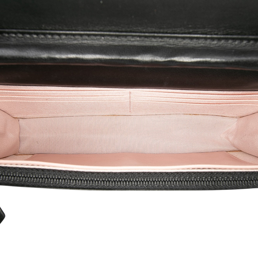 Microquilted Lambskin Wallet On Chain Black - Gaby Paris