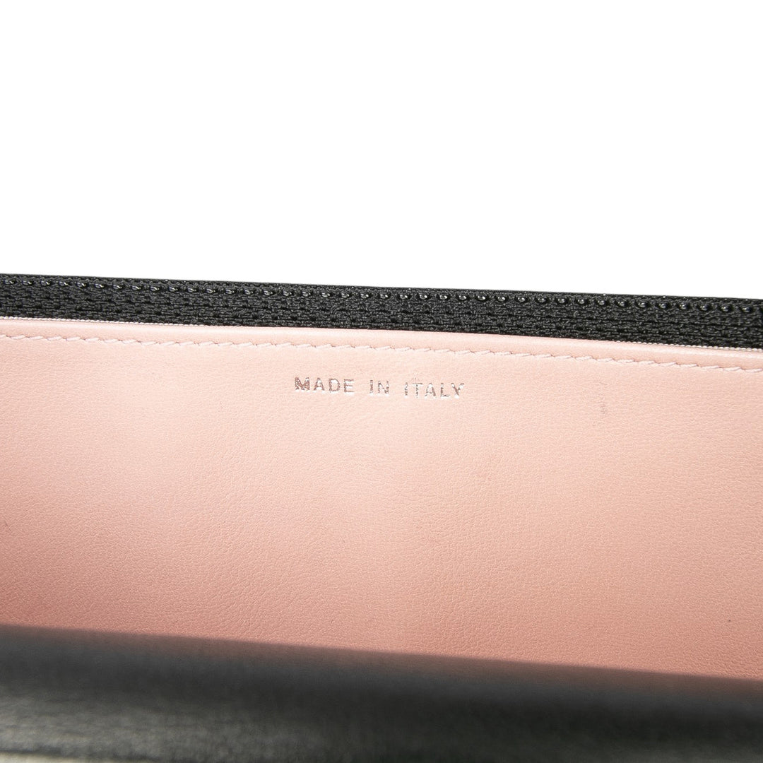 Microquilted Lambskin Wallet On Chain Black - Gaby Paris