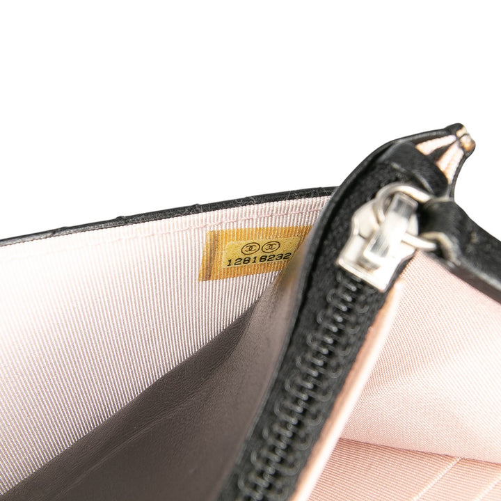 Microquilted Lambskin Wallet On Chain Black - Gaby Paris